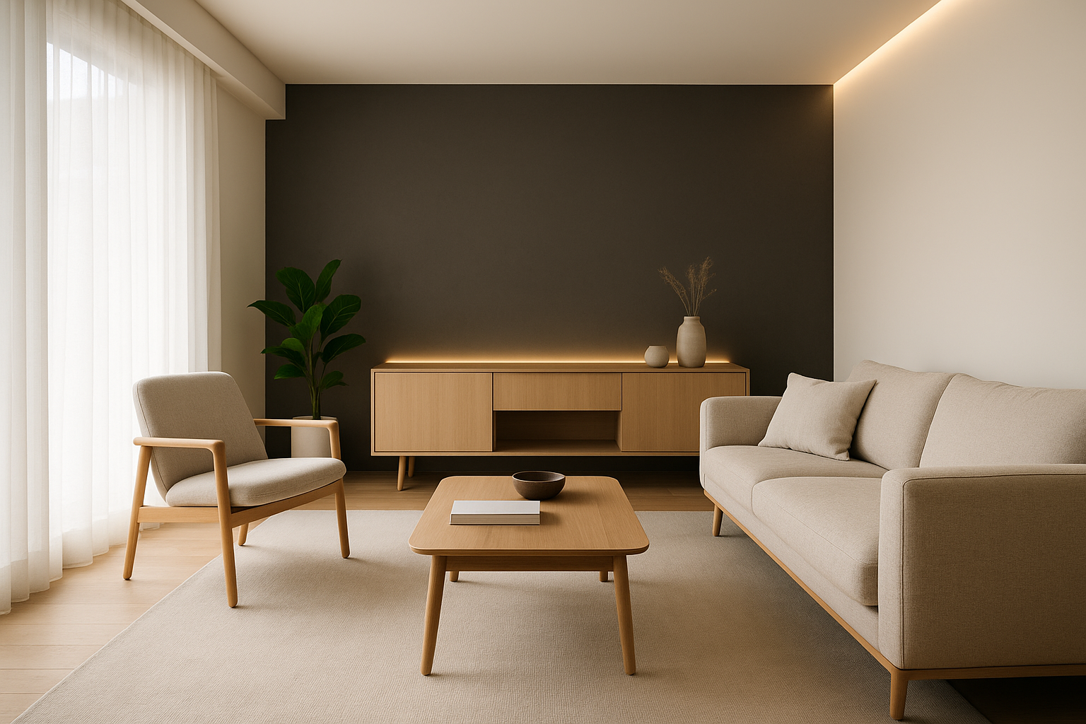 Esempio di interno contemporaneo in cui luce, colori e layout migliorano la percezione dello spazio