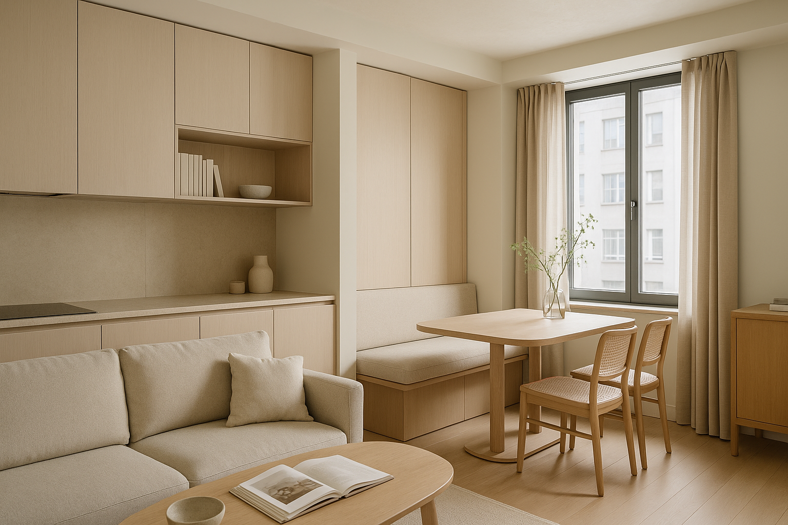 Design d’interni in appartamento urbano con arredi su misura e illuminazione stratificata